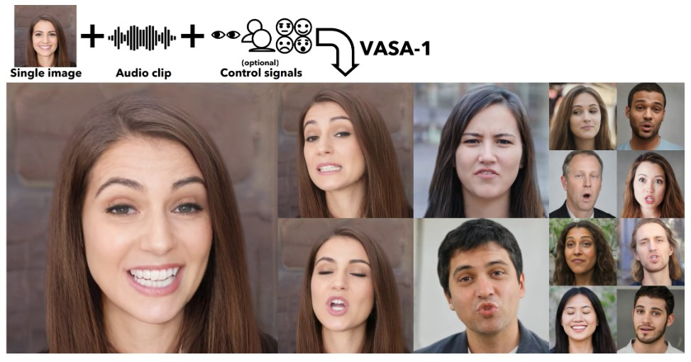 MicrosoftのVASA-1は顔写真と音声ファイルを元に話す映像を生成するAI