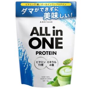 アンビーク オールインワン プロテイン ホエイ 抹茶ラテ風味 ビタミン11種配合 ミネラル4種配合 国産 1kg