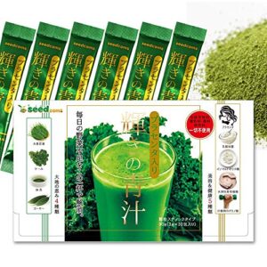 シードコムス 輝きの青汁 プラセンタ入り 青汁 大麦若葉 ケール 抹茶 乳酸菌 オリゴ糖 配合 スティックタイプ 30包【GMP認定工場・国内製造】