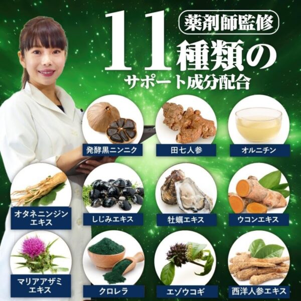 和漢の森 スルフォラファン&ギャバの恵み 機能性表示食品 GABA配 血中ALT値を下げる 疲労感を緩和する しじみ ウコン 田七人参 マカ 牡蠣 クロレラ 60粒 - 画像 (6)