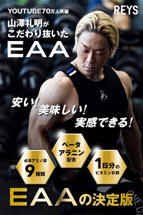 REYS レイズ EAA 山澤礼明 監修 必須アミノ酸 9種配合 600g 栄養機能食品 ベータアラニン 1日分のビタミンB群3種配合 国産 (ラズベリーカシス風味) - 画像 (2)