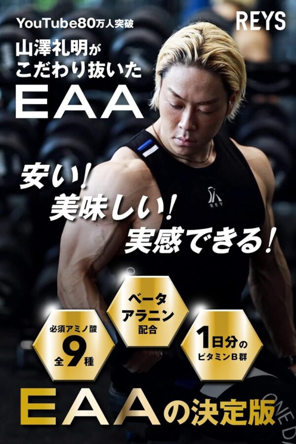 REYS レイズ EAA 山澤礼明 監修 必須アミノ酸 9種配合 600g 栄養機能食品 ベータアラニン 1日分のビタミンB群3種配合 国産 (ラズベリーカシス風味) - 画像 (9)