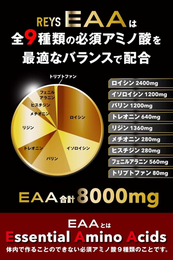 REYS レイズ EAA 山澤礼明 監修 必須アミノ酸 9種配合 600g 栄養機能食品 粉末 ベータアラニン 1日分のビタミンB群3種配合 国産 (レモンライム風味) - 画像 (3)