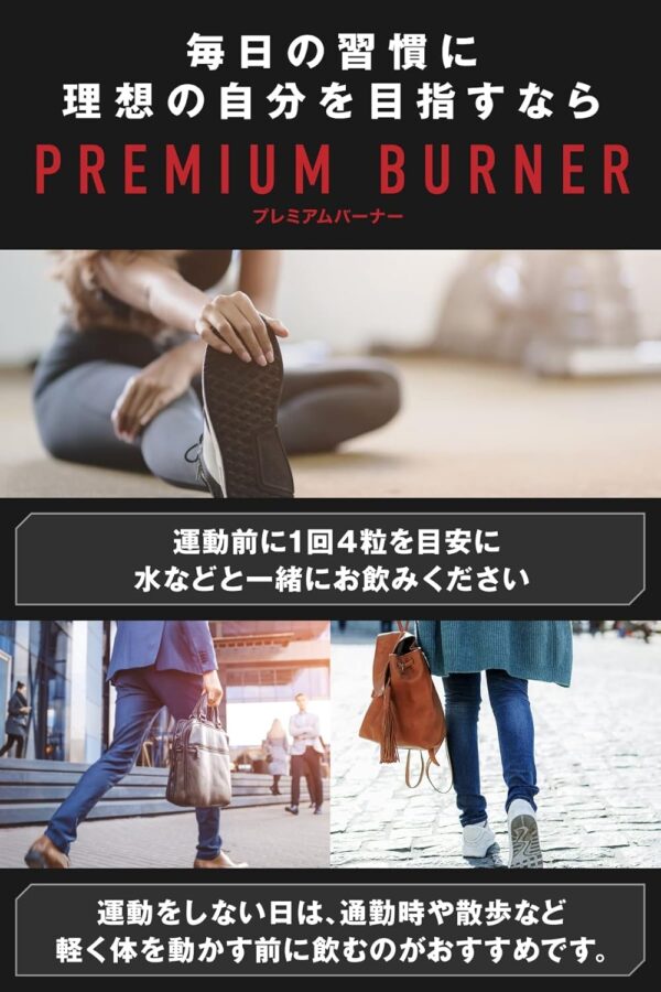 REYS レイズ PREMIUM BURNER プレミアムバーナー 120粒 （使用目安約30回分）山澤礼明監修 8種の厳選成分配合 ガルニシア（HCA） ブラックジンジャー カルニチン ヒハツ αリポ酸 カフェイン ナイアシン パントテン酸 - 画像 (5)
