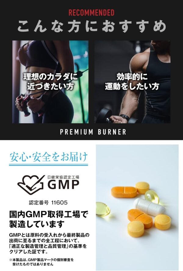 REYS レイズ PREMIUM BURNER プレミアムバーナー 120粒 （使用目安約30回分）山澤礼明監修 8種の厳選成分配合 ガルニシア（HCA） ブラックジンジャー カルニチン ヒハツ αリポ酸 カフェイン ナイアシン パントテン酸 - 画像 (6)
