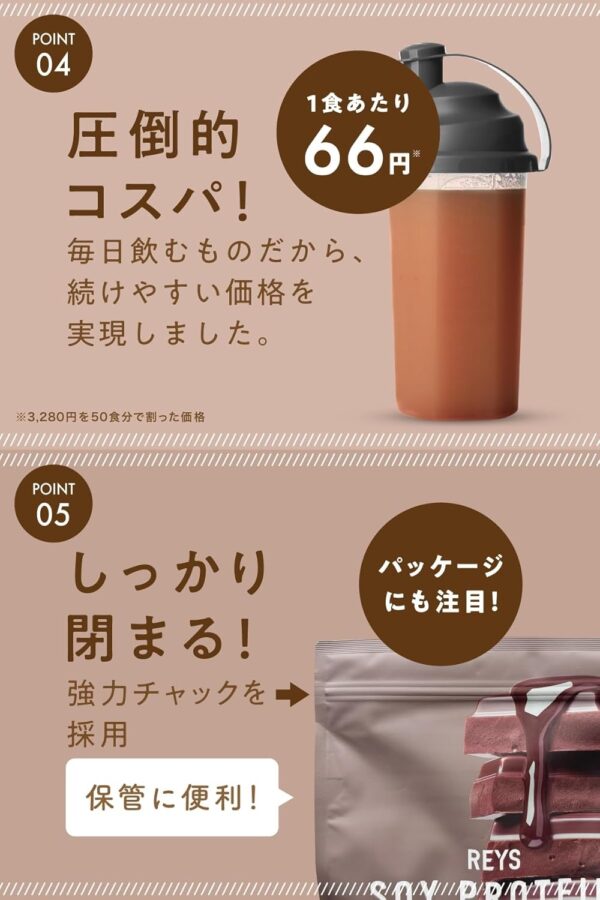REYS レイズ ソイ プロテイン 山澤 礼明 監修 1kg 国内製造 ビタミン7種配合 SOY ぷろていん ソイプロテイン (ソイラテ風味) - 画像 (16)