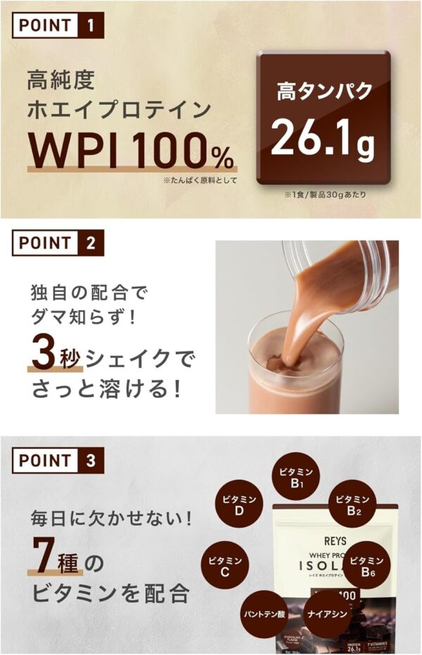 REYS レイズ WPI ホエイ プロテイン アイソレート 山澤 礼明 監修 1kg 国内製造 ビタミン7種配合 (フルーツオレ風味) - 画像 (20)