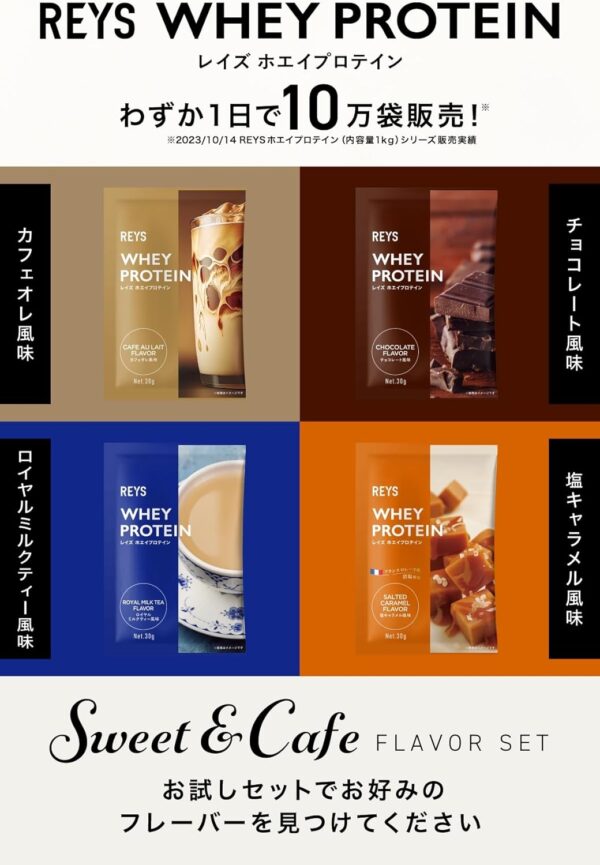 REYS レイズ ホエイ プロテイン お試し セット 個包装 30g × 4種 山澤 礼明 監修 国内製造 ビタミン7種配合 WPCプロテイン ぷろていん ホエイプロテイン ミックスベリー ヨーグルト オレンジ グレープ (4個セット, フルーツ＆ヨーグルトフレーバー) - 画像 (11)