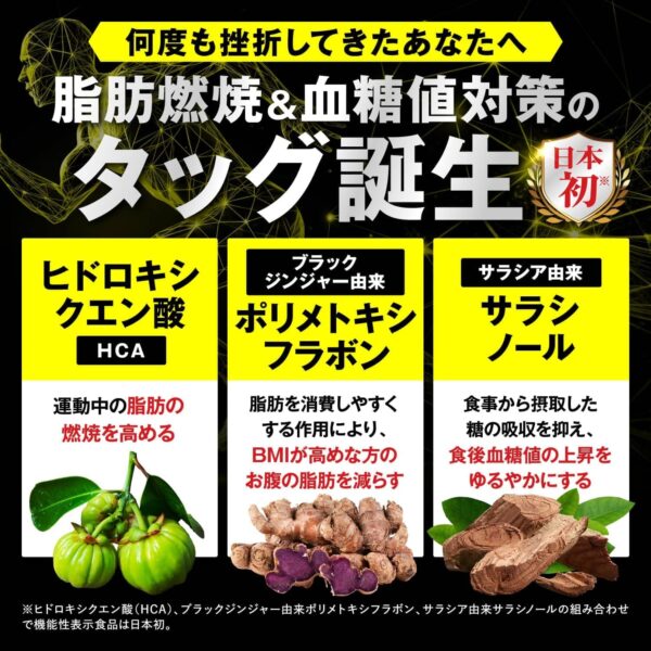 JAKS TRIAX トライアックス 150粒 日本初 運動中の脂肪燃焼 内臓脂肪 皮下脂肪 糖の吸収 ダイエット HCA ブラックジンジャー サラシア 機能性表示食品 ジャックス 国内GMP認定工場製造 サプリメント - 画像 (3)