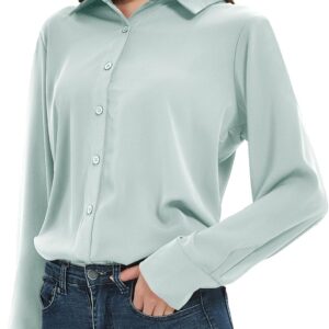 [SPRING SEAON] シャツ ブラウス レディース とろみワイシャツ ゆったり 大きいサイズ 長袖 ノーアイロン オフィス カジュアル ファッション 通勤 日常 高通気性 2S～4L