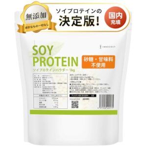 INNOCECT ソイプロテイン 人工甘味料不使用 1kg 遺伝子組み換えでない ノンフレーバー プレーン アミノ酸スコア100