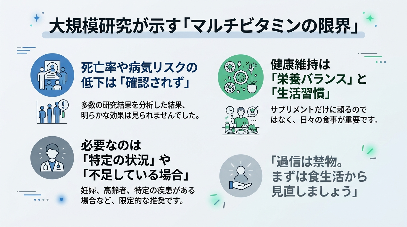 大規模研究が示す「マルチビタミンの限界」