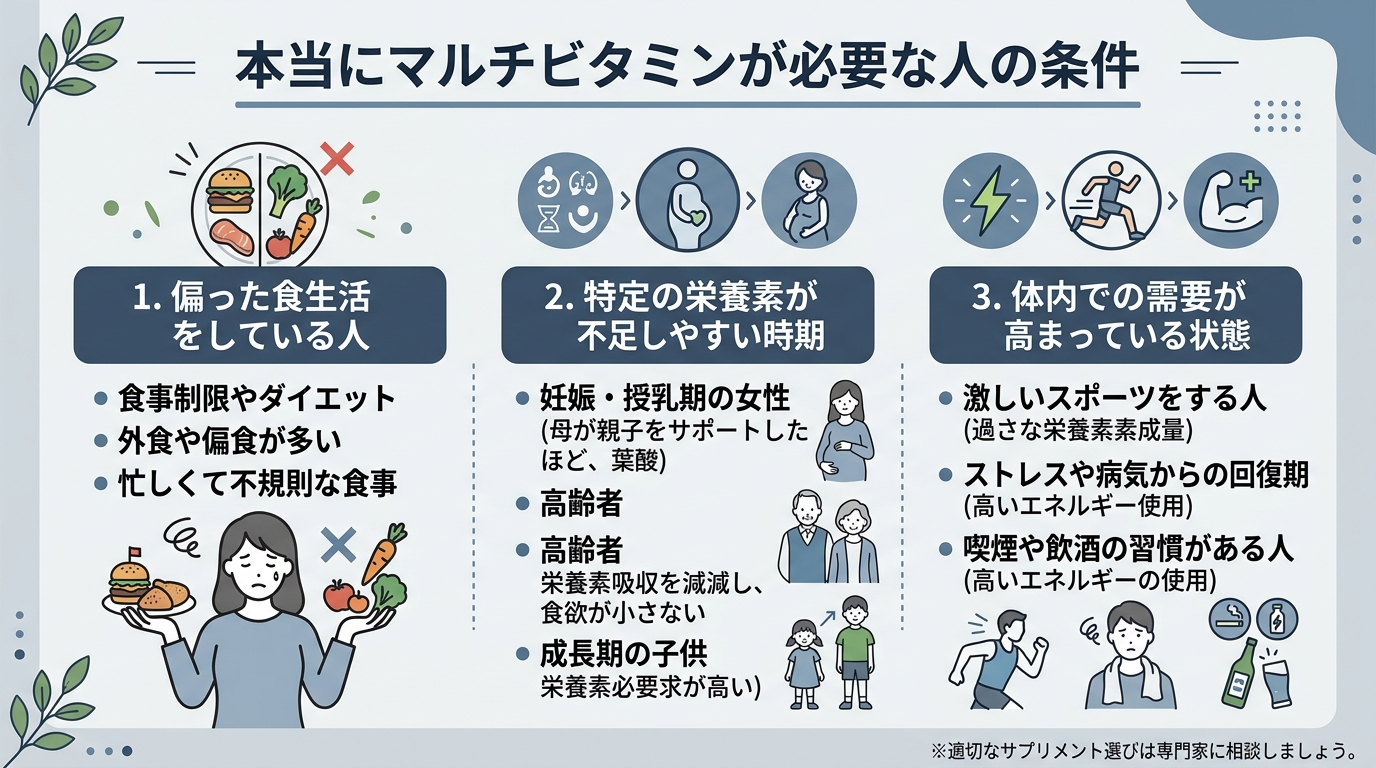 本当にマルチビタミンが必要な人の条件