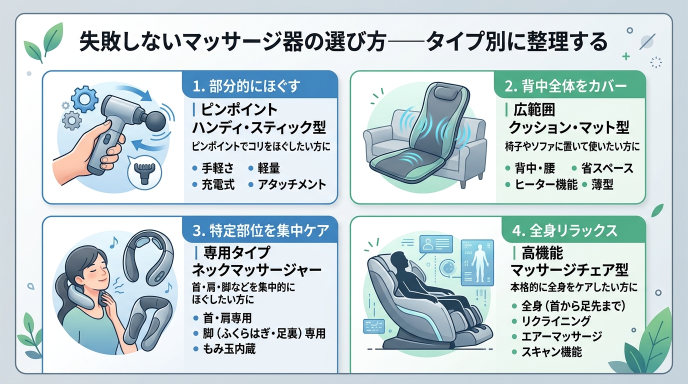 失敗しないマッサージ器の選び方——タイプ別に整理する