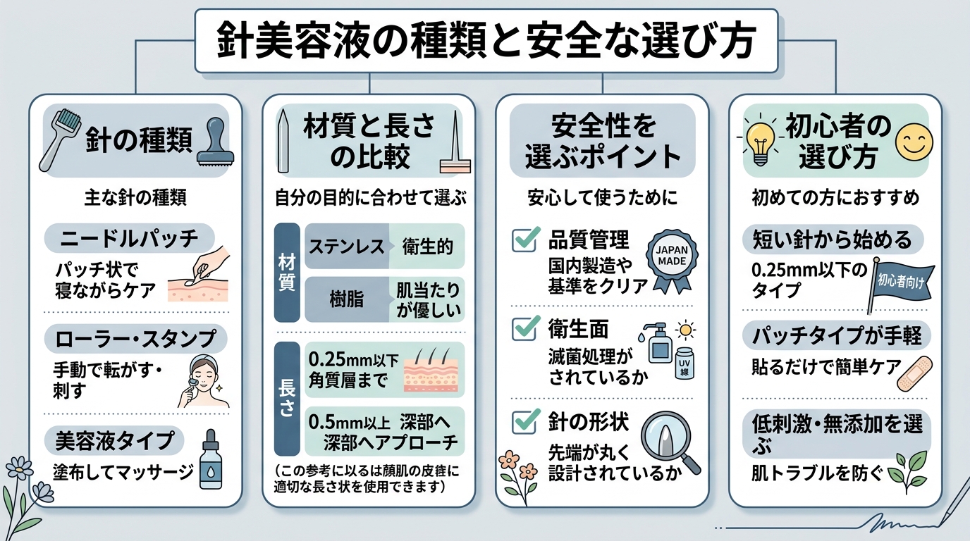 針美容液の種類と安全な選び方