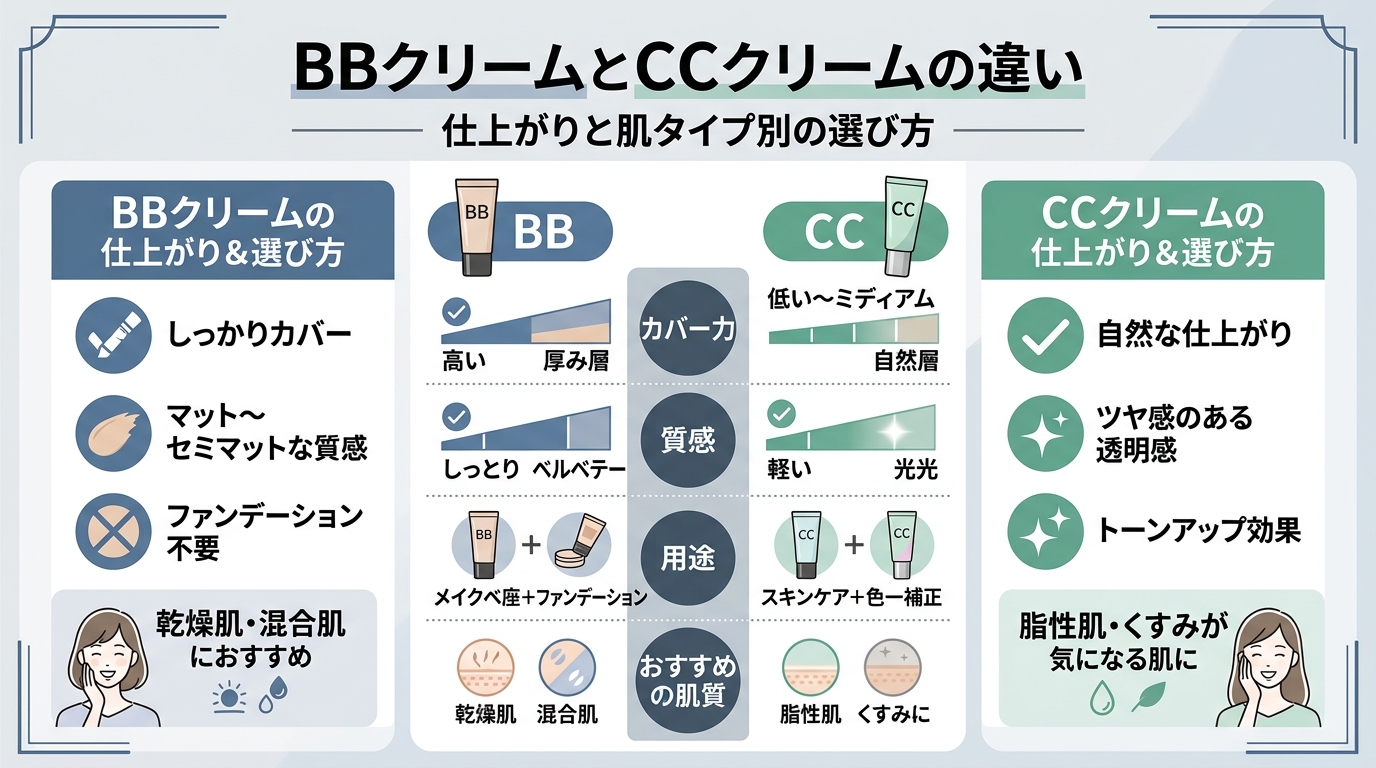 仕上がりと肌タイプ別の選び方