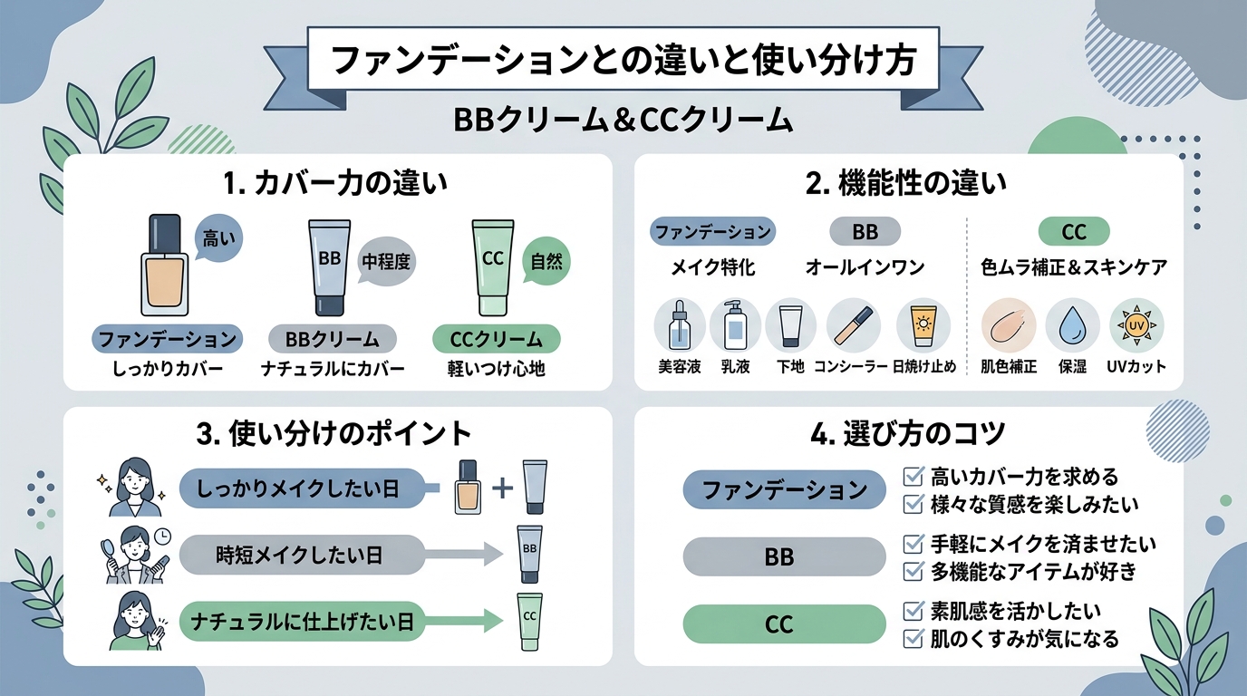 ファンデーションとの違いと使い分け方