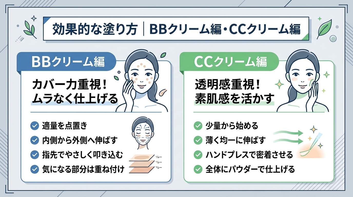 効果的な塗り方｜BBクリーム編・CCクリーム編