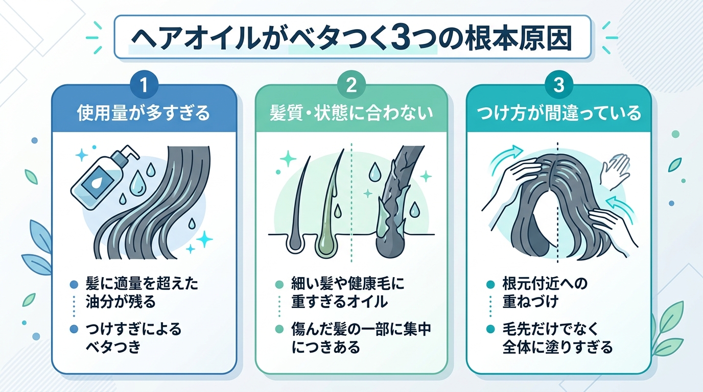 ヘアオイルがベタつく3つの根本原因