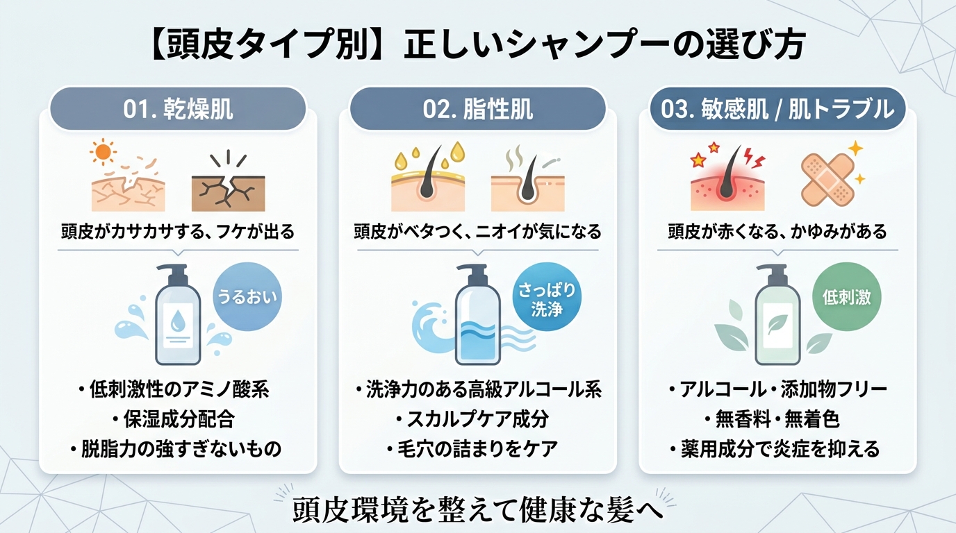 頭皮タイプ別・シャンプーの選び方