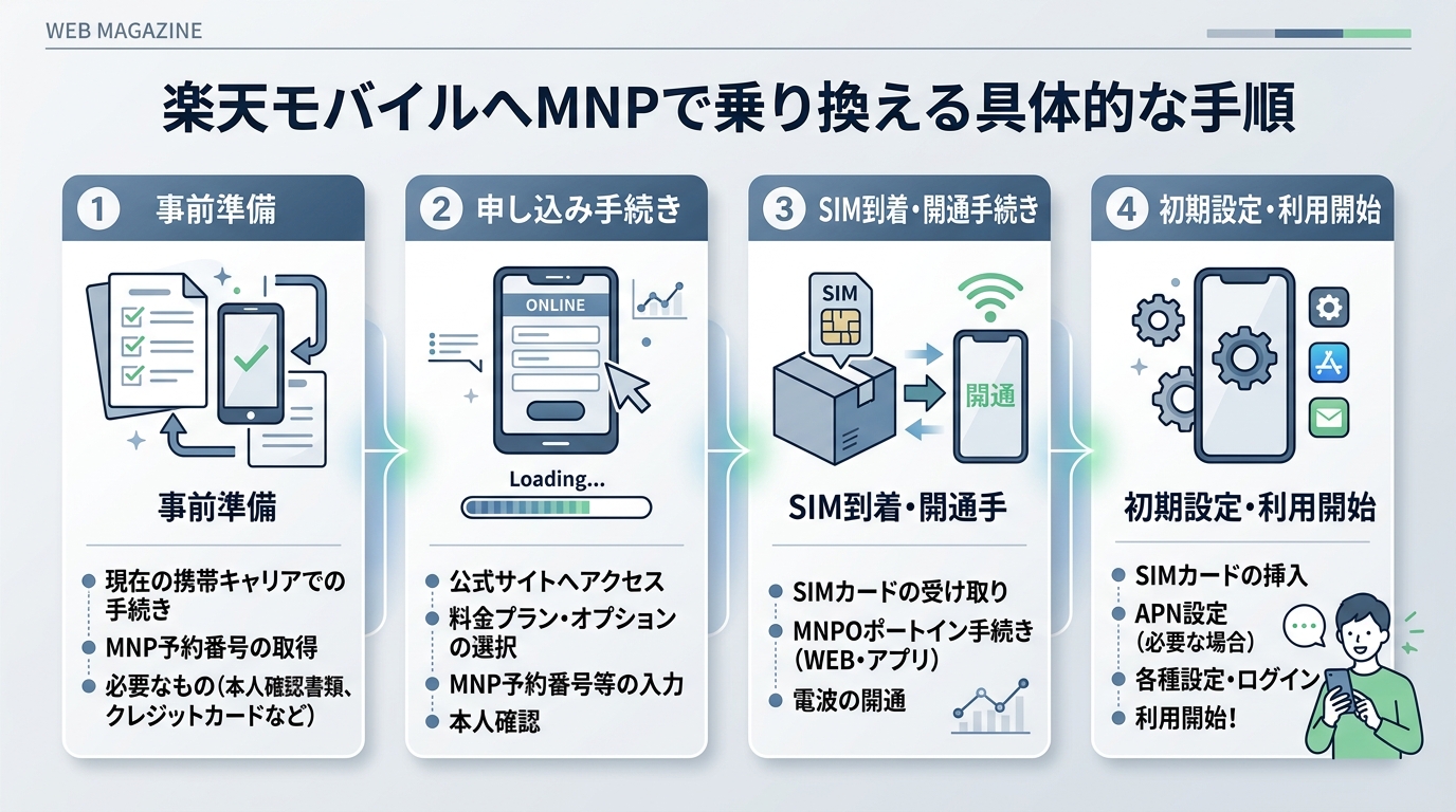 楽天モバイルへMNPで乗り換える具体的な手順
