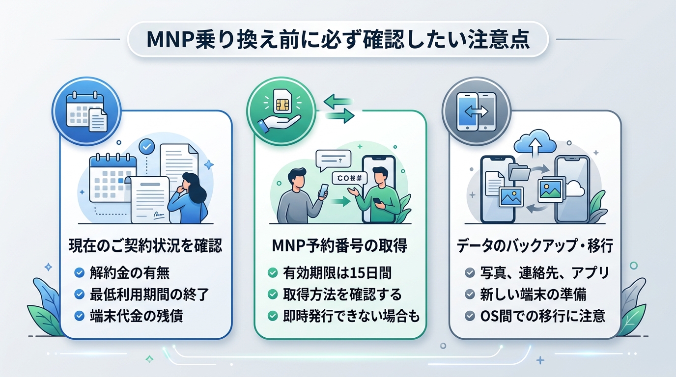 MNP乗り換え前に必ず確認したい注意点