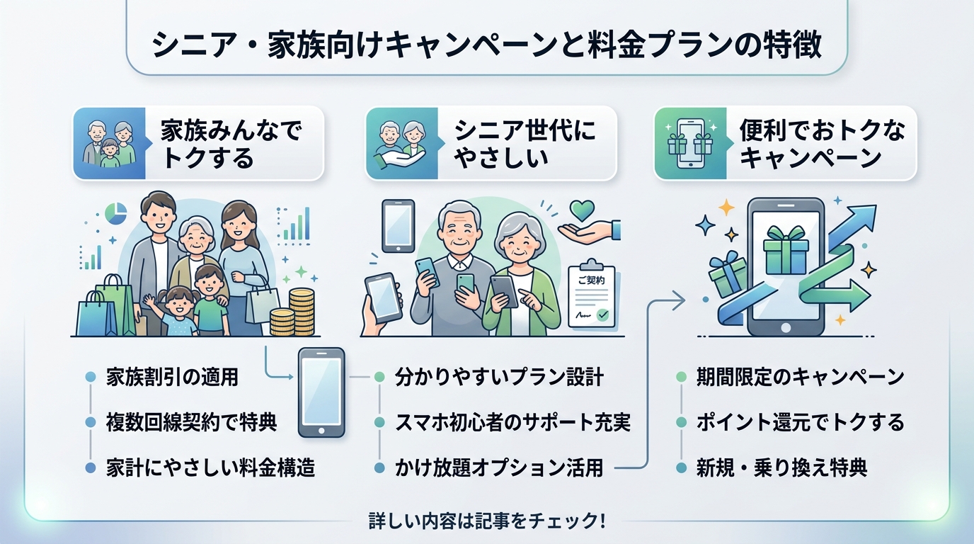 シニア・家族向けキャンペーンと料金プランの特徴