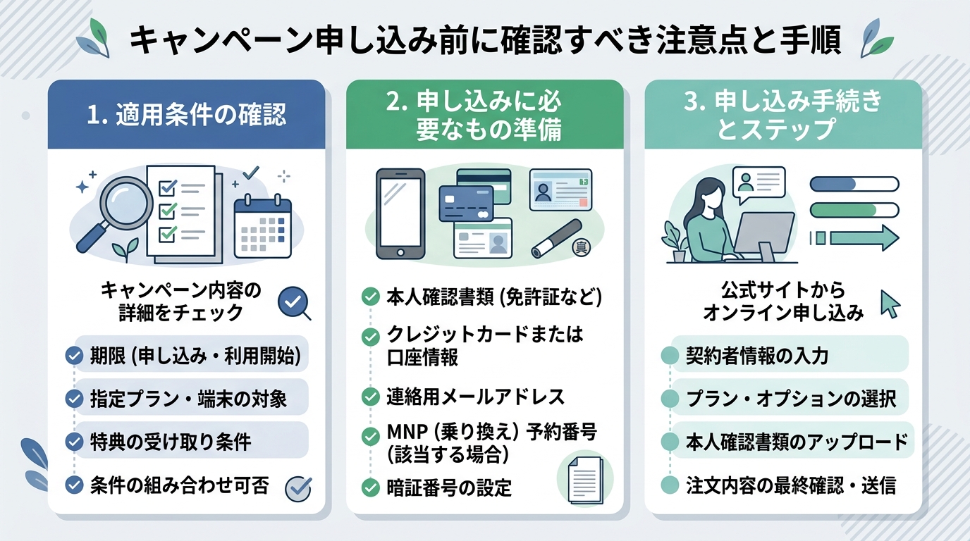 キャンペーン申し込み前に確認すべき注意点と手順
