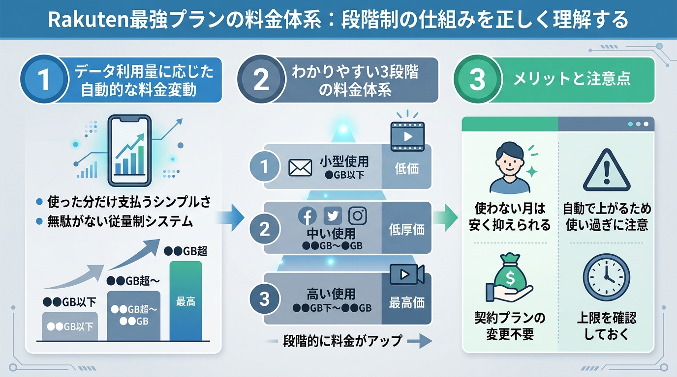 Rakuten最強プランの料金体系：段階制の仕組みを正しく理解する