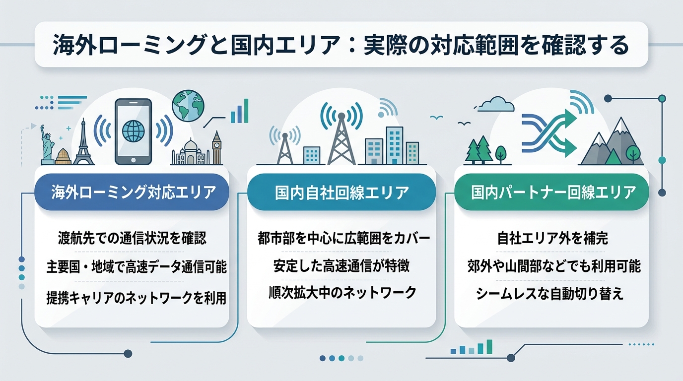 海外ローミングと国内エリア：実際の対応範囲を確認する
