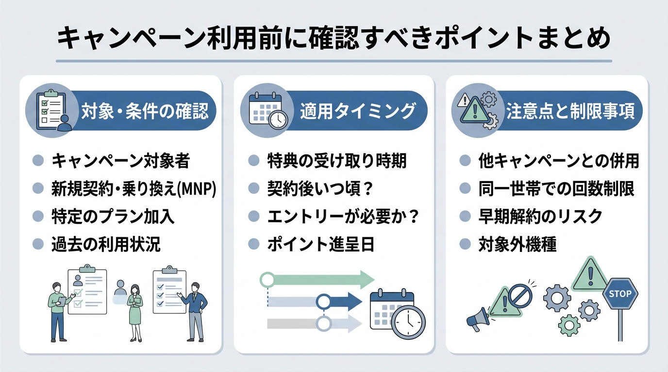 キャンペーン利用前に確認すべきポイントまとめ
