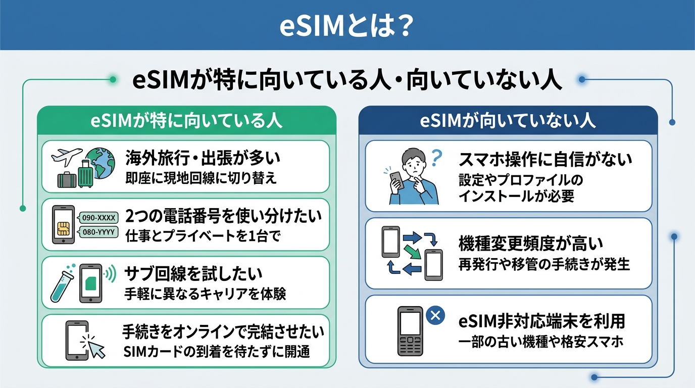 eSIMが向いている人・向いていない人