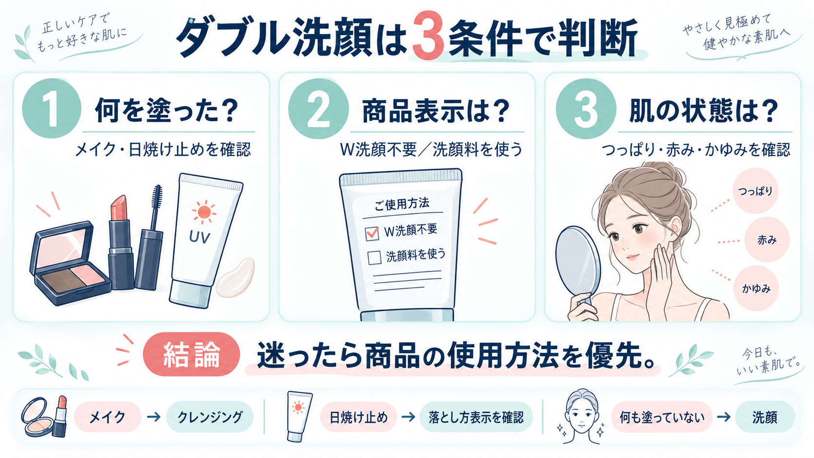 ダブル洗顔が必要かを判断する3条件