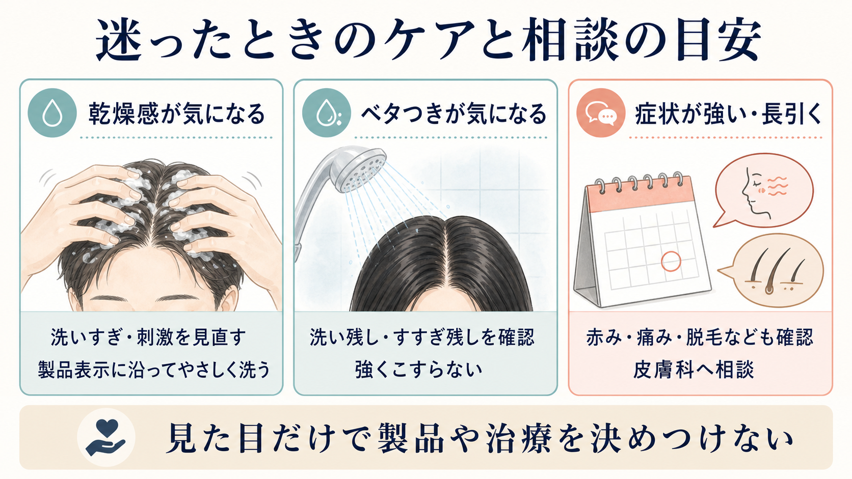 乾燥感・ベタつき・強い症状があるときのケアと相談の目安