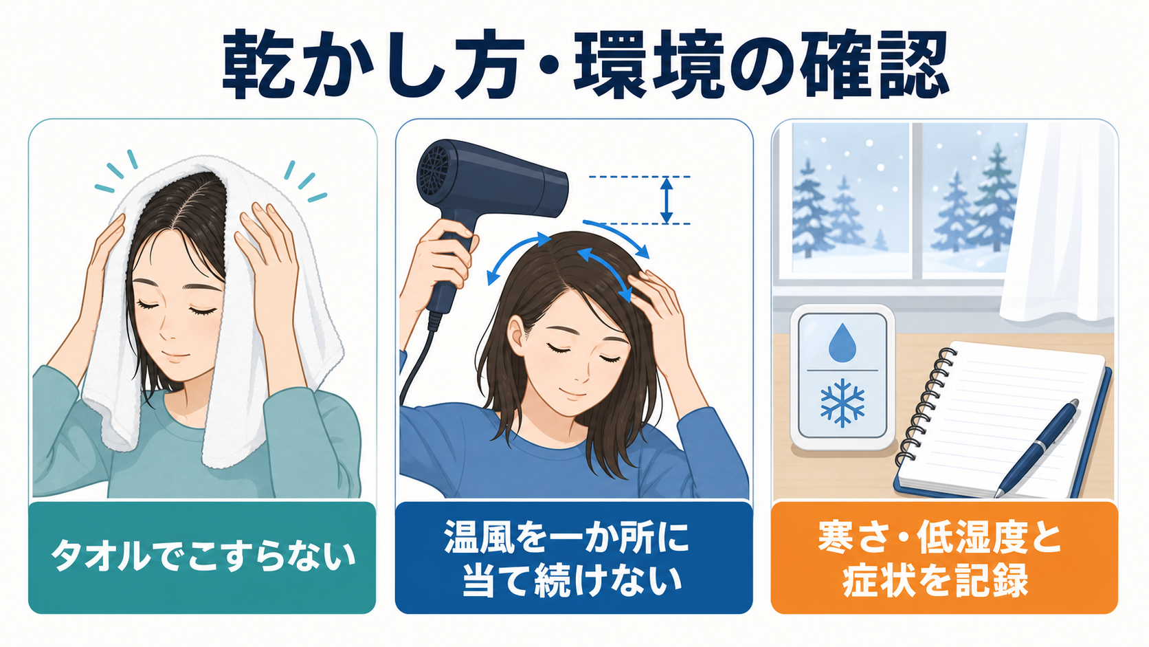 乾かすときと日中に確認したい頭皮ケアの習慣