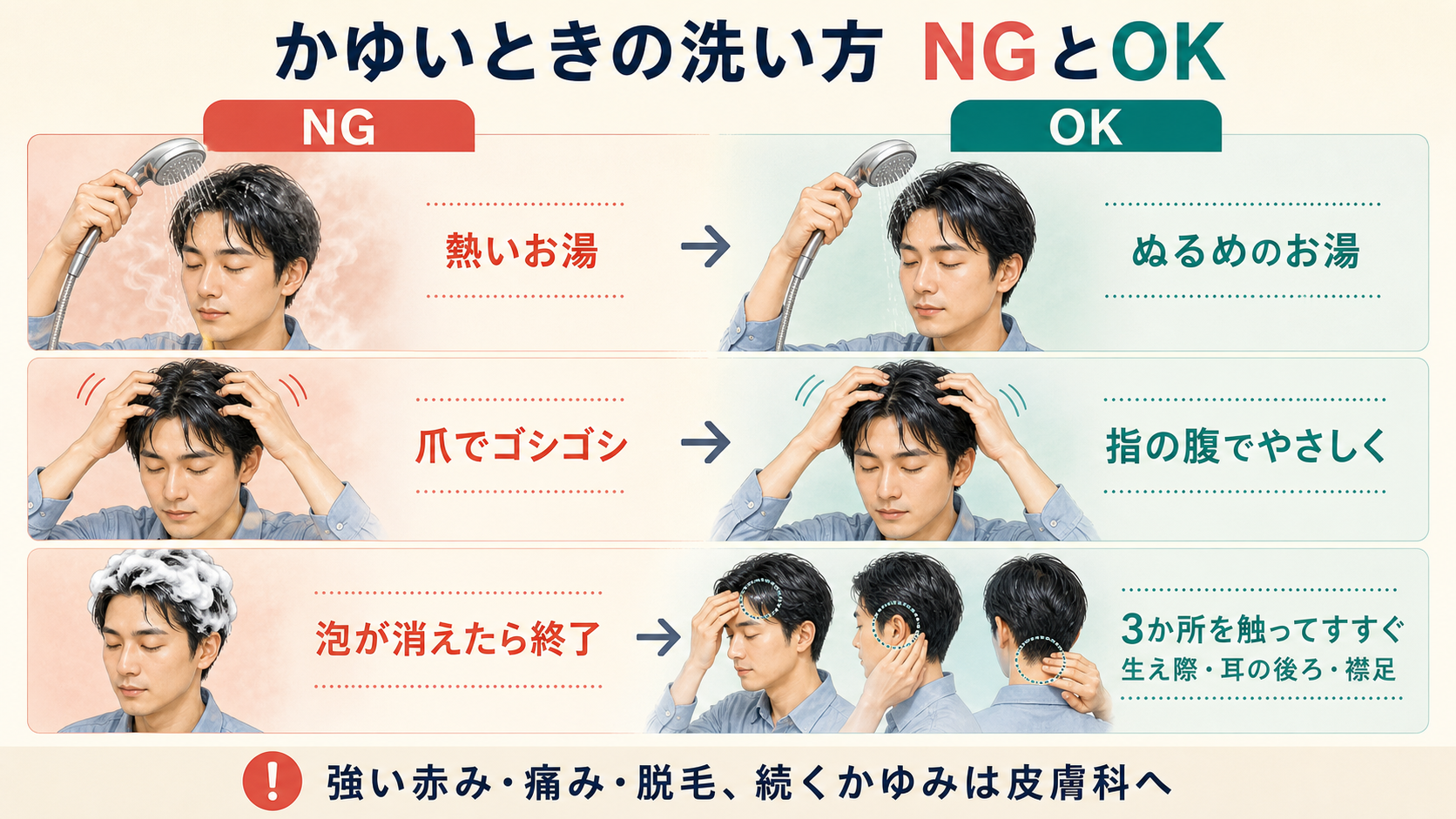 頭皮がかゆいときに避けたい洗い方と見直し方
