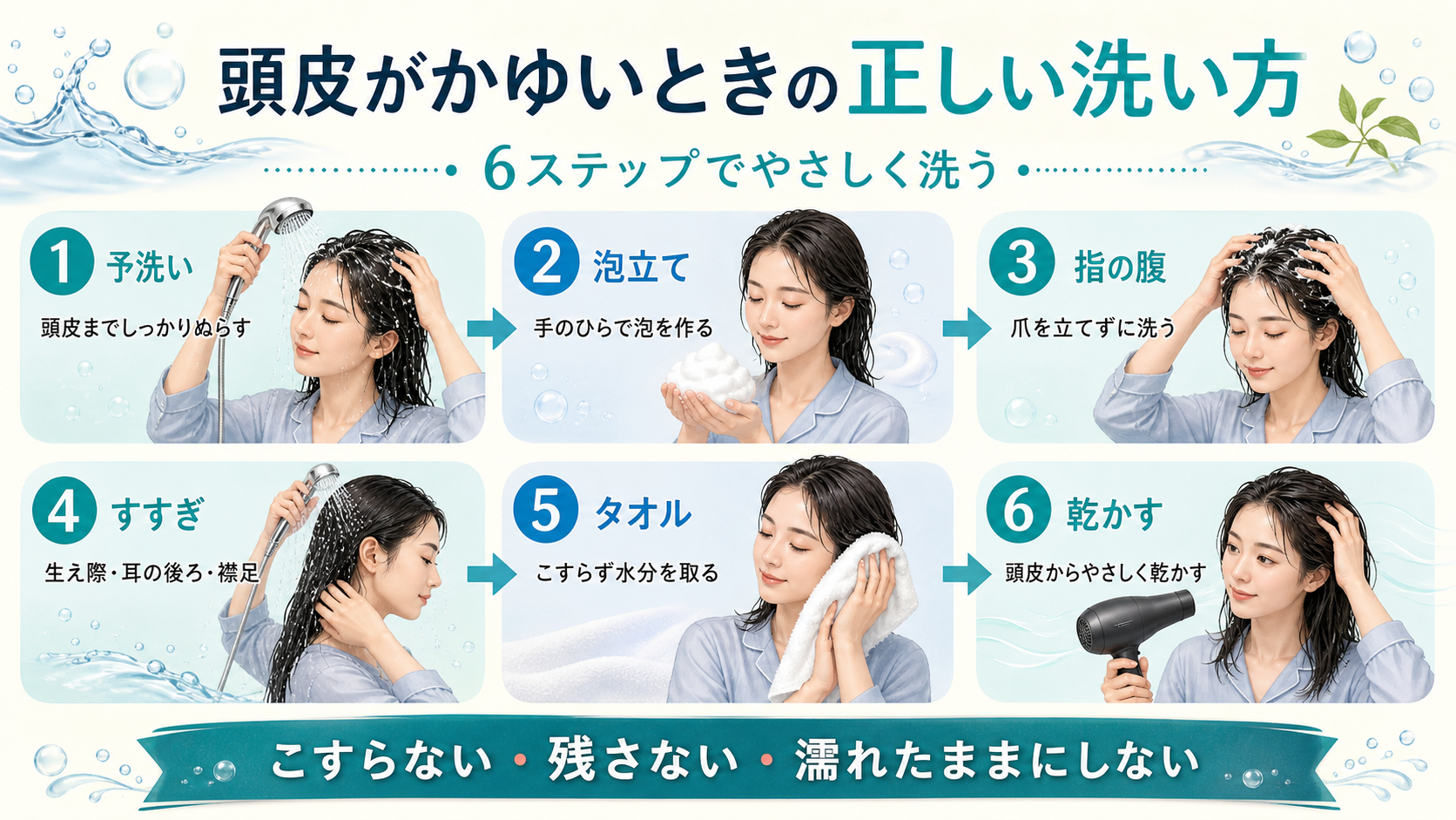 頭皮がかゆいときの正しい洗い方6ステップ