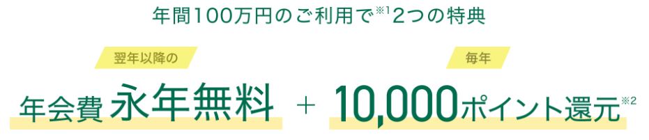 三井住友カード ゴールド（NL）の年会費は、年間で100万円以上の利用があると翌年度以降ずっと年会費無料