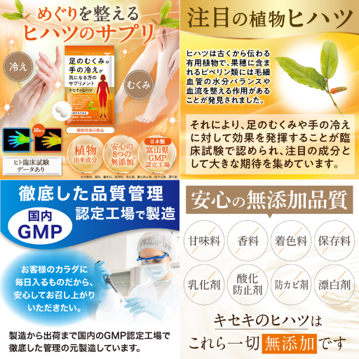 プロモートアクト キセキのヒハツ 足のむくみや手の冷えが気になる方のサプリメント - ベストアイテム プロモートアクト キセキのヒハツ 足のむくみや手の冷えが気になる方のサプリメント