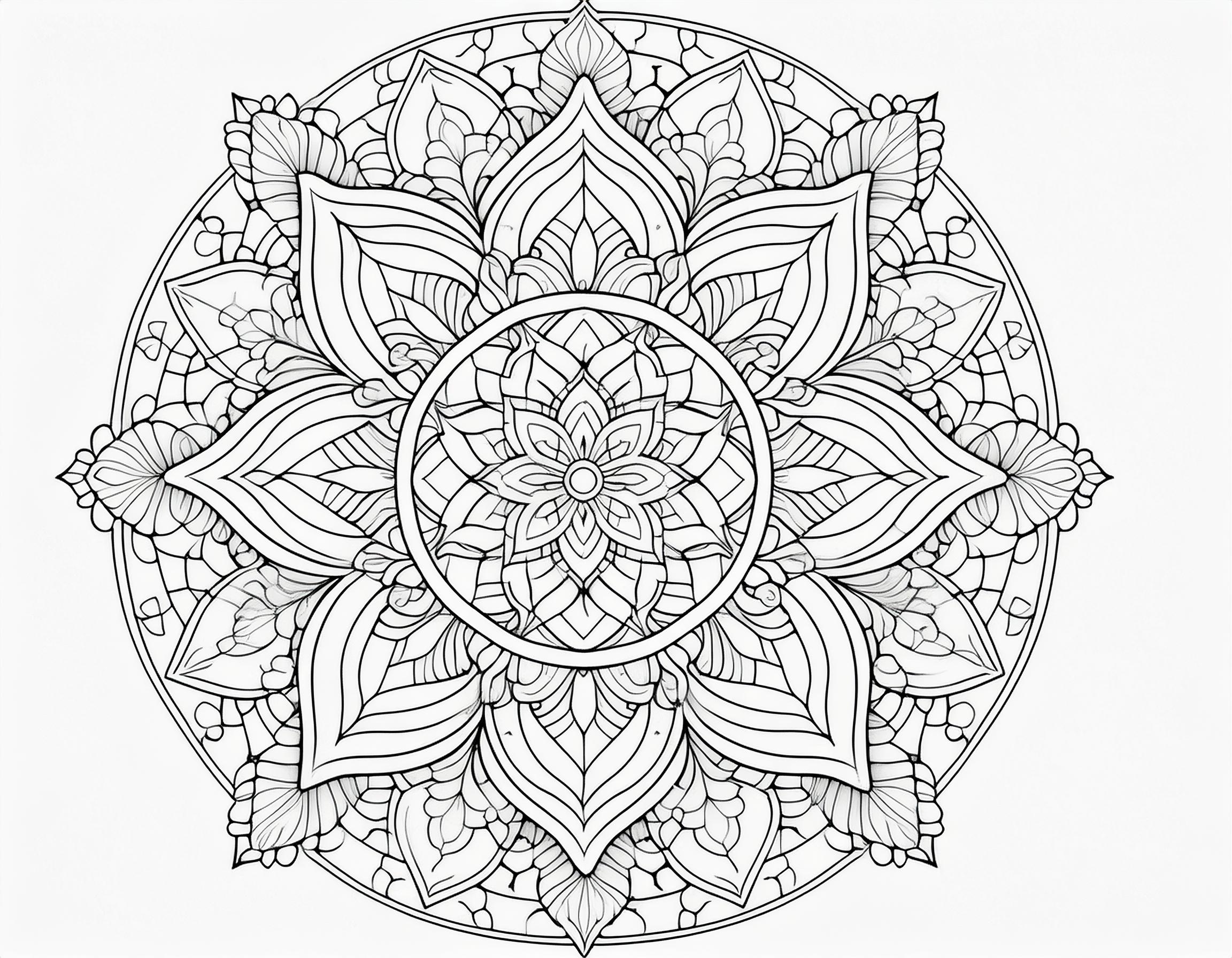 大人のぬりえ 幾何学模様が中心の美しい曼荼羅デザイン003