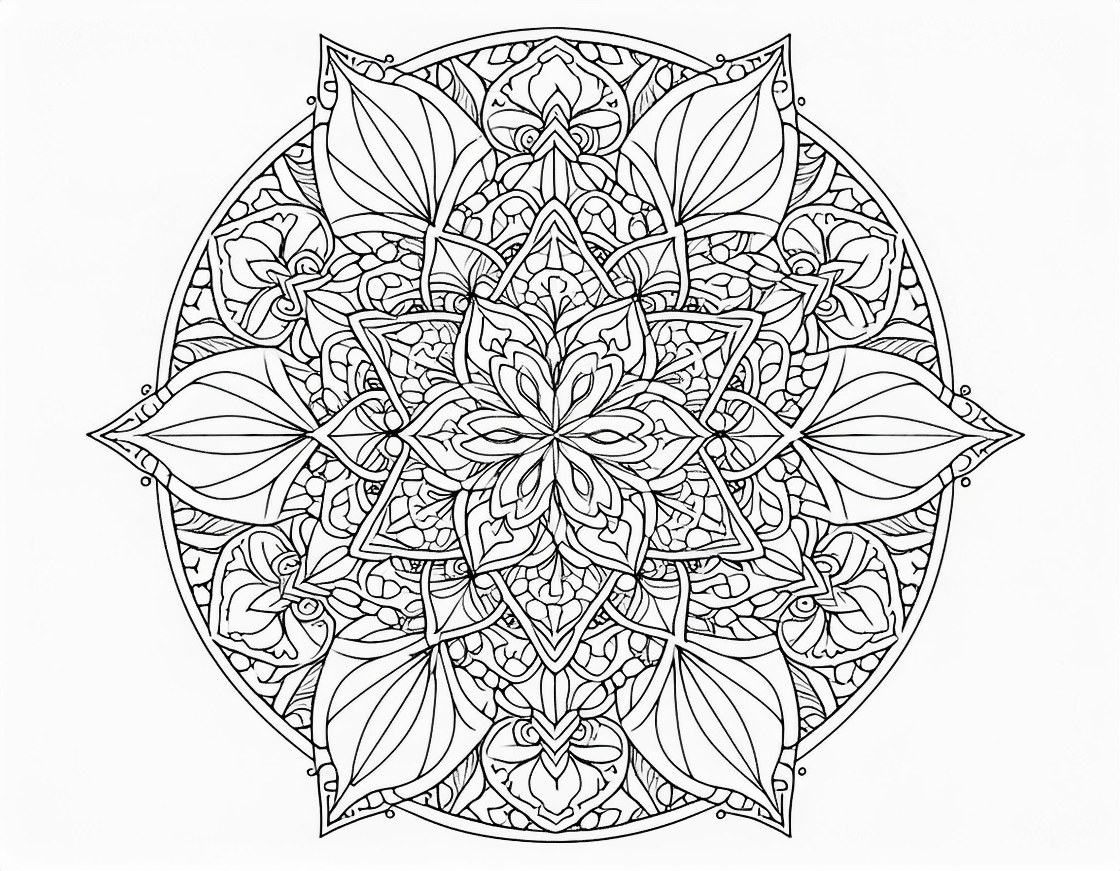 大人のぬりえ 幾何学模様が中心の美しい曼荼羅デザイン011