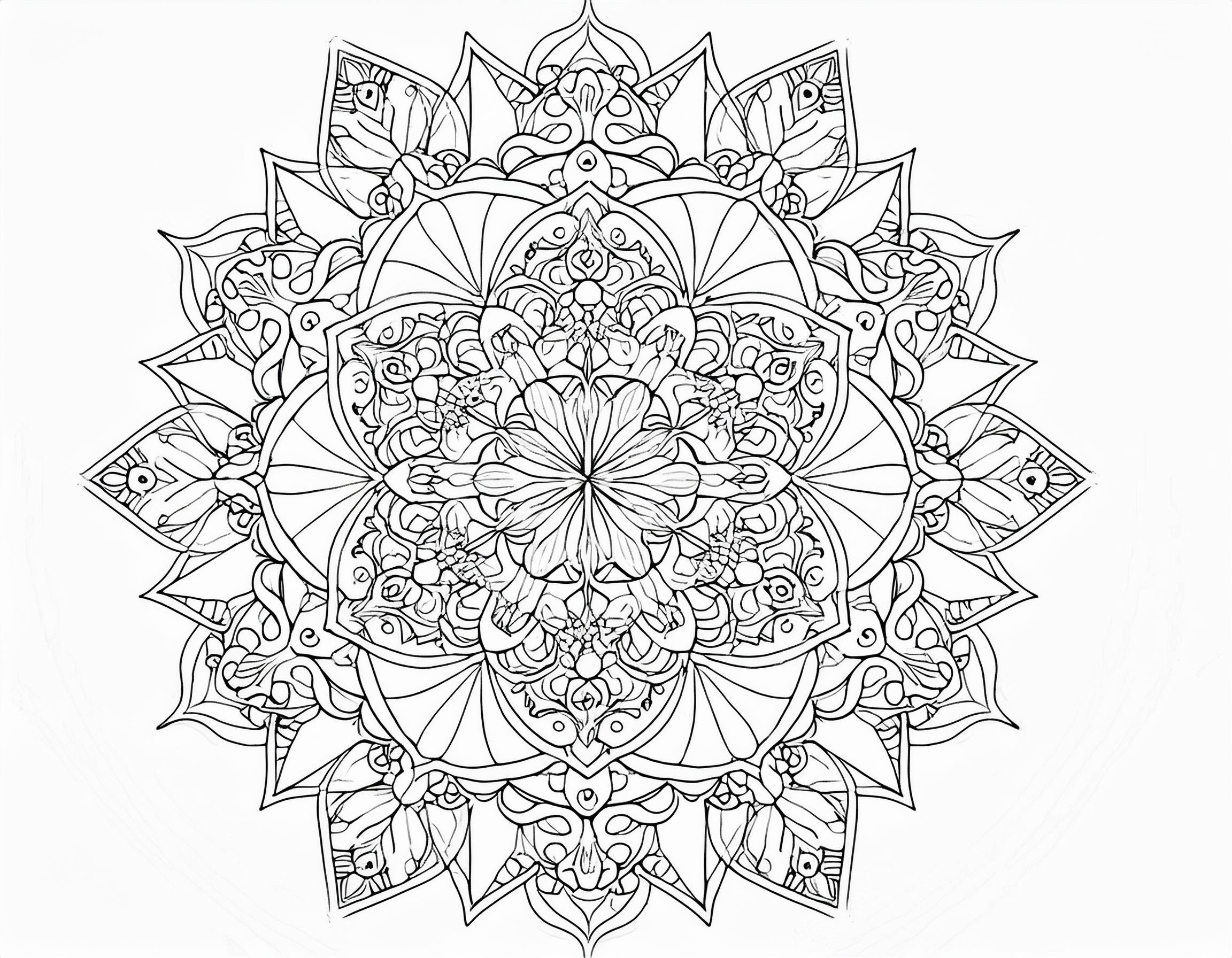 大人のぬりえ 幾何学模様が中心の美しい曼荼羅デザイン012